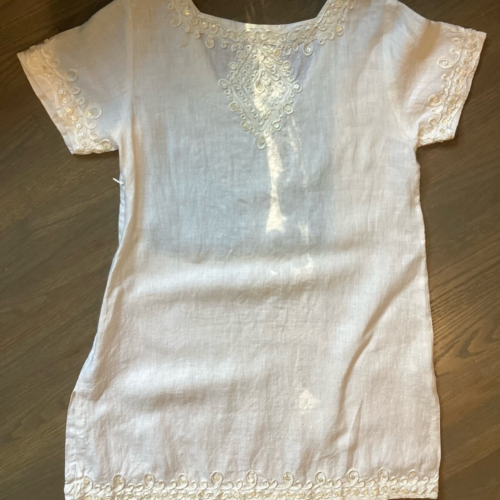 White Tara White Rayon Tunic Top - Picture 2 of 6